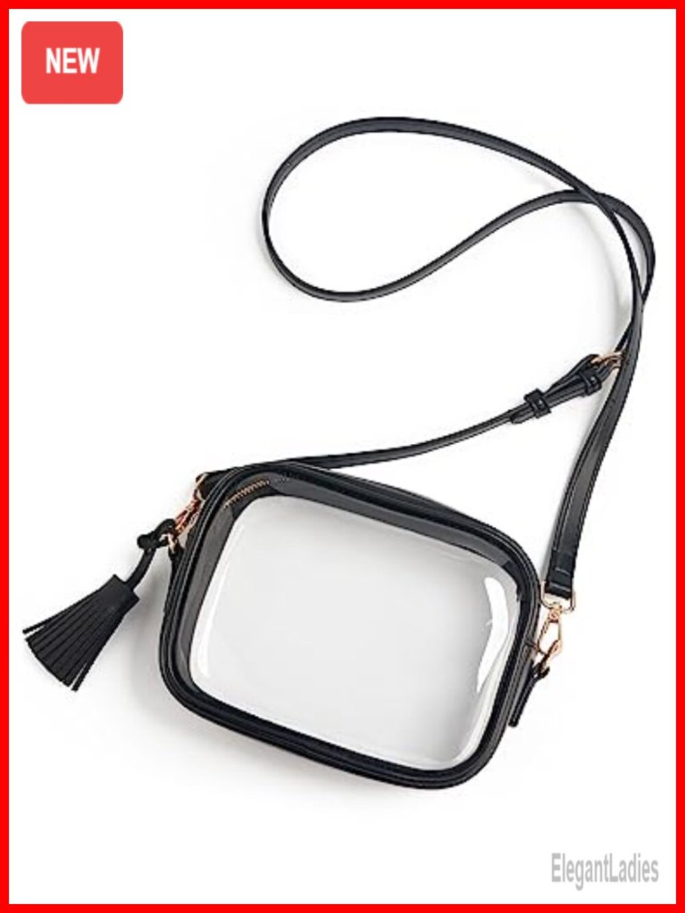 Clear Crossbody Bag Stadium Approved PVC Transparent Purse Adjustable Strap